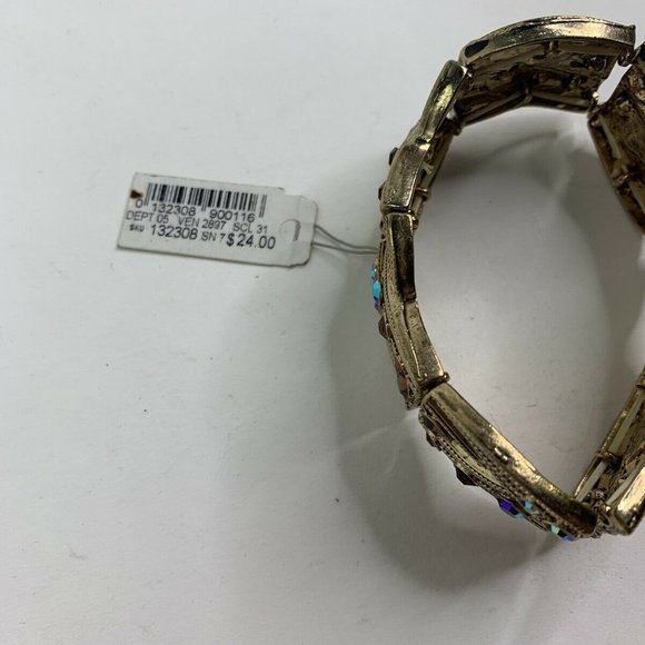 Dressbarn Gold Tone Iridescent Stone Bracelet New - Picture 5 of 8